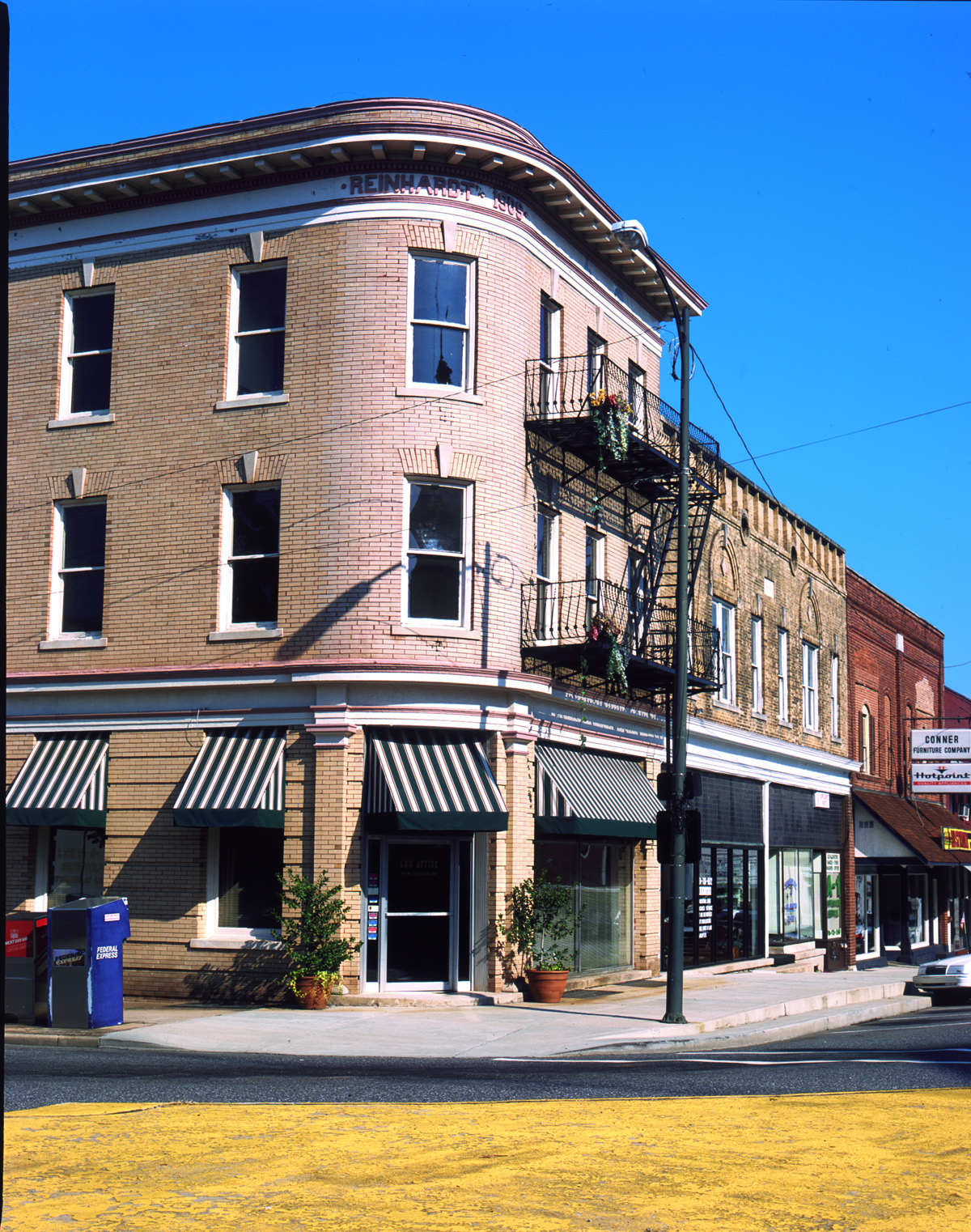 Corner apartment building